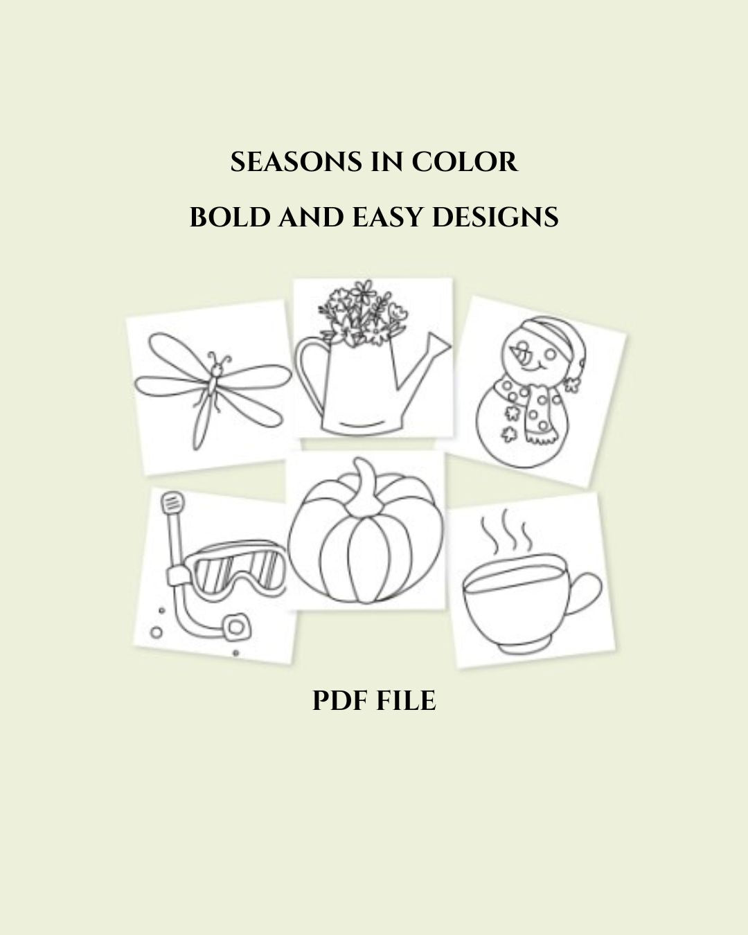 Seasons in Color - 6 Bold and Easy Coloring Pages