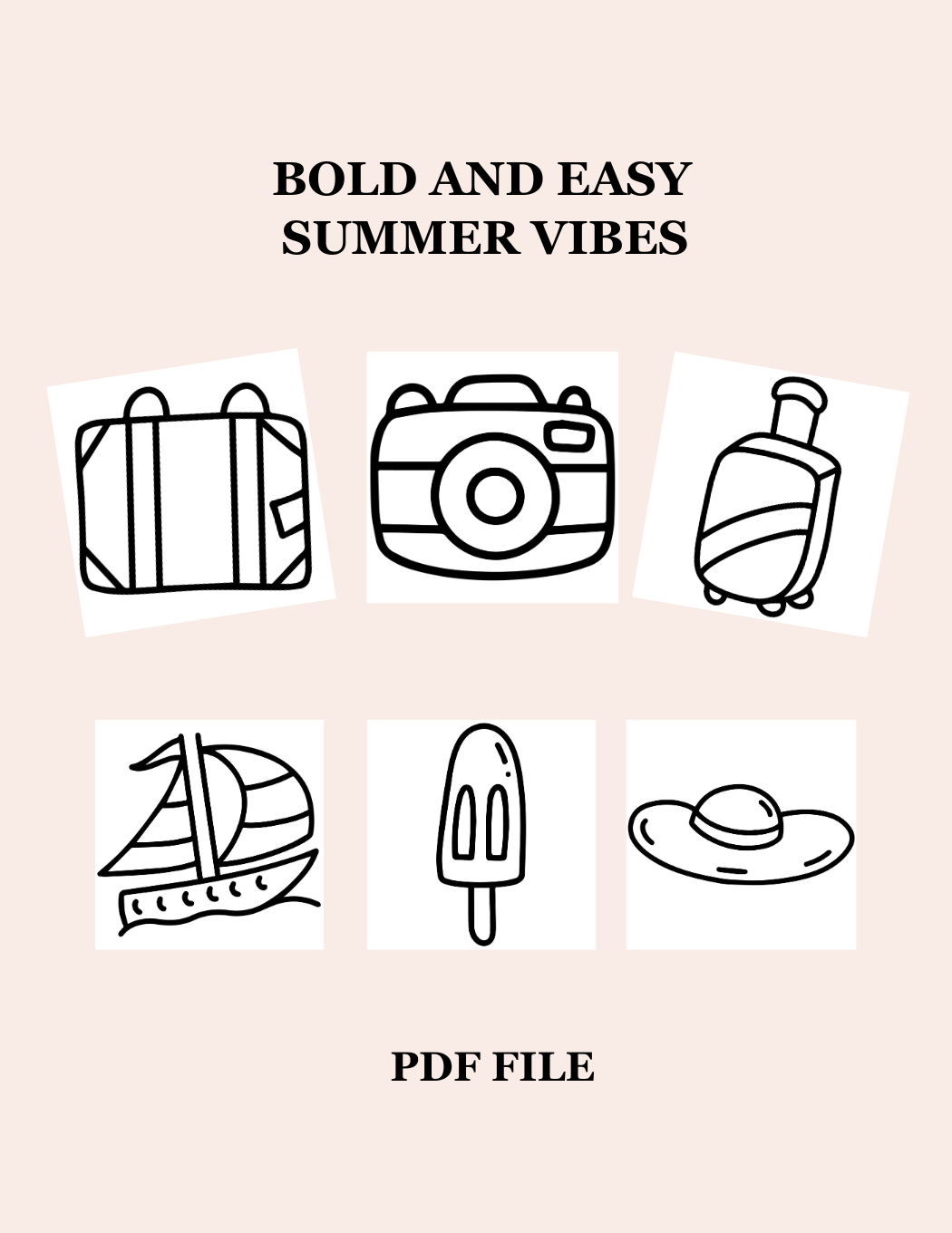6 Printable Coloring Pages - Bold and Easy Summer Vibes