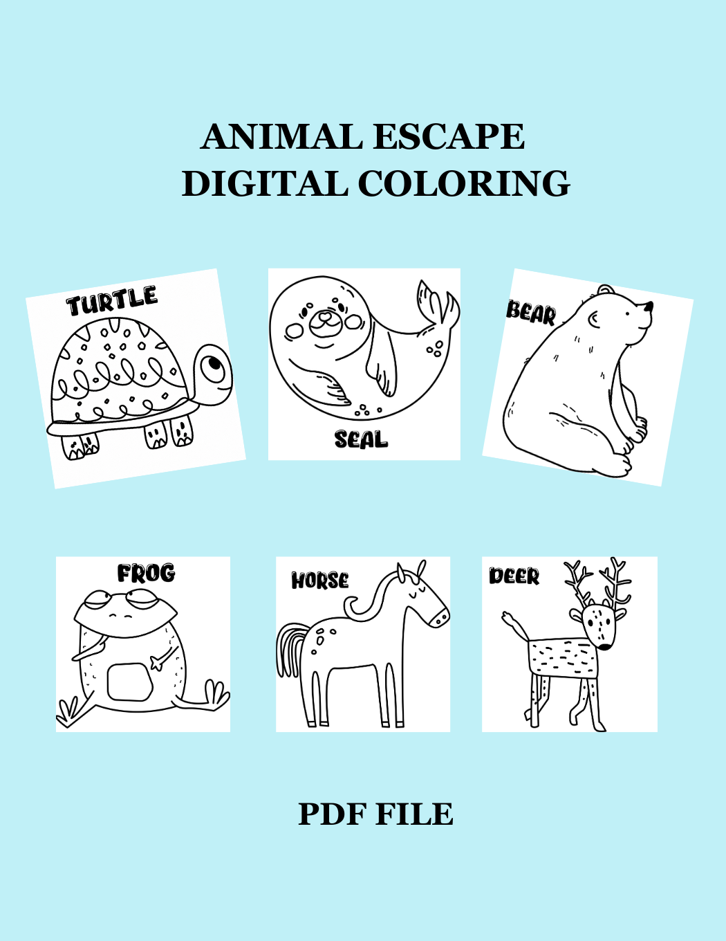 Animal Escape - 6 Downloadable Coloring Pages