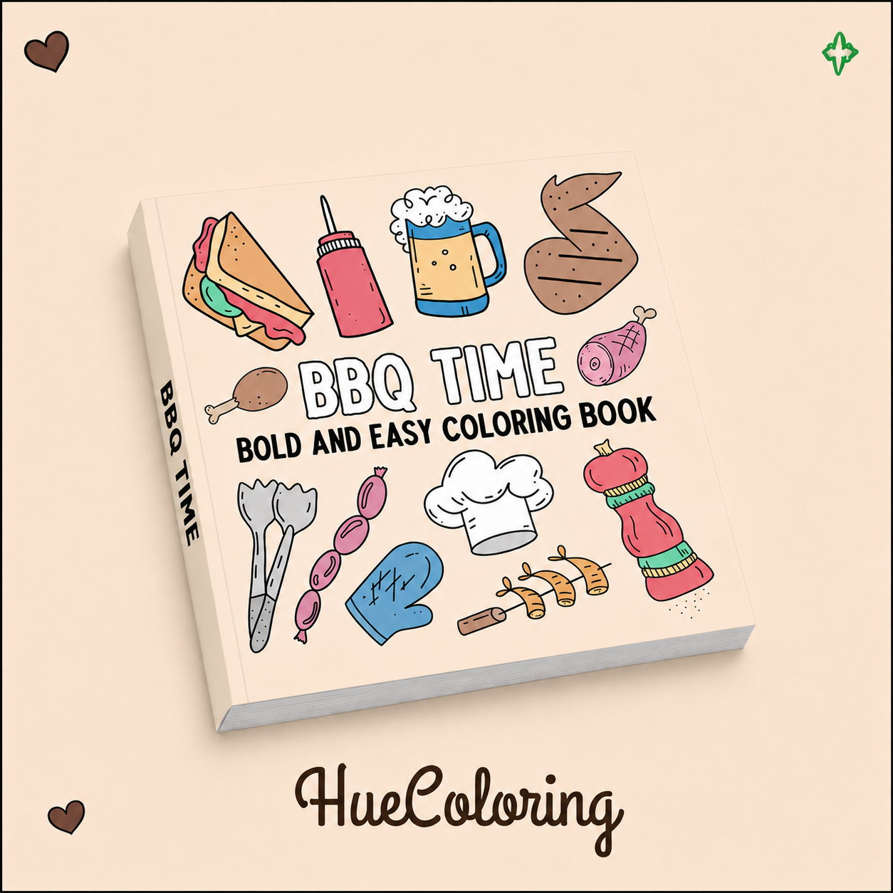 BBQ Time: Bold and Easy Coloring Book