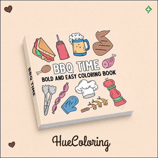 BBQ Time: Bold and Easy Coloring Book