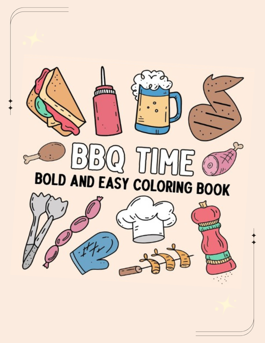 BBQ Time: Bold and Easy Coloring Book