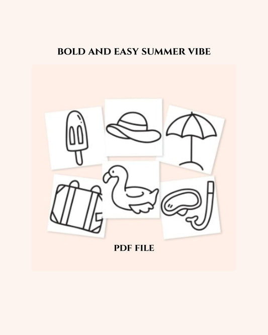 Bold and Easy Summer Vibe - 6 Digital Coloring Pages