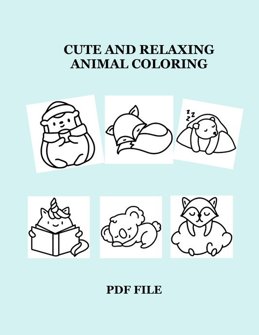 6 DOWNLOADABLE CUTE AND RELAXING ANIMAL COLORING