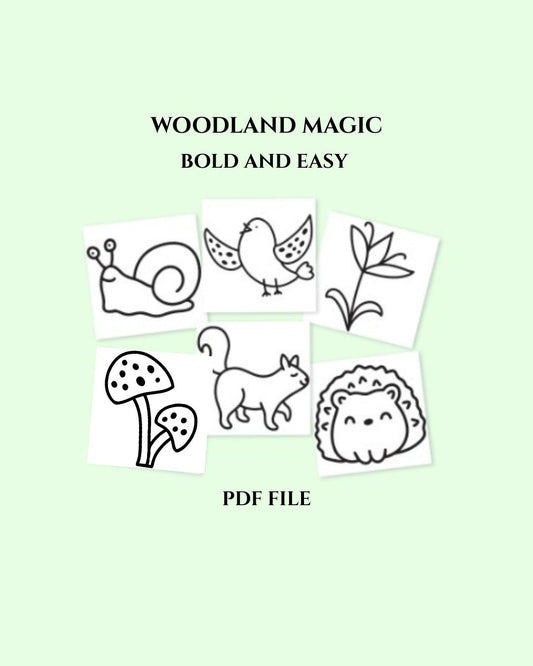 Woodland Magic: 6 Bold and Easy Coloring Pages