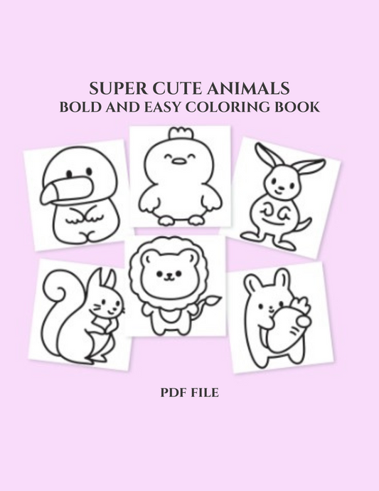 Super Cute Animals Bold and Easy 6 Coloring Pages