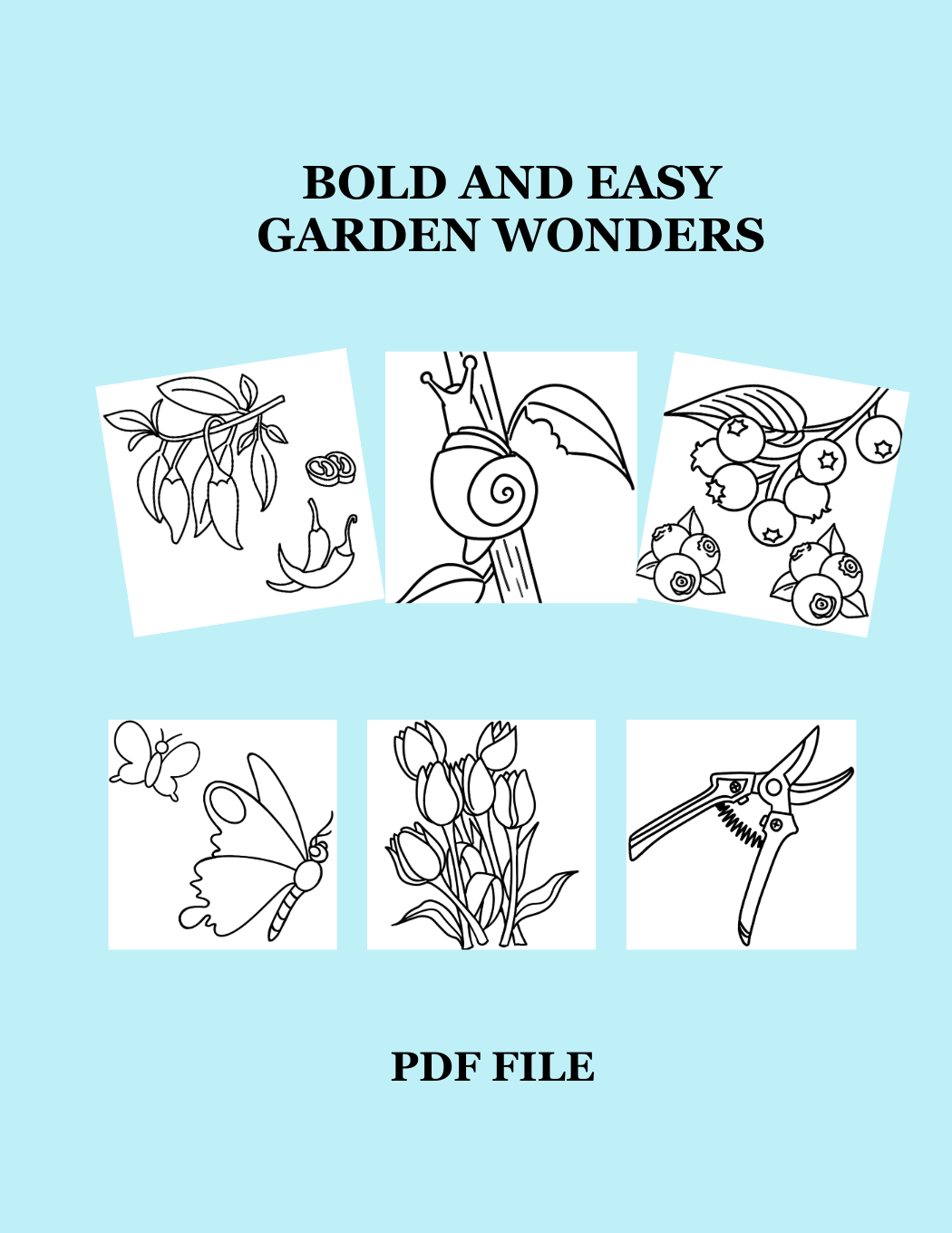 Bold and Easy Garden Wonders - 6 Printable Coloring Pages