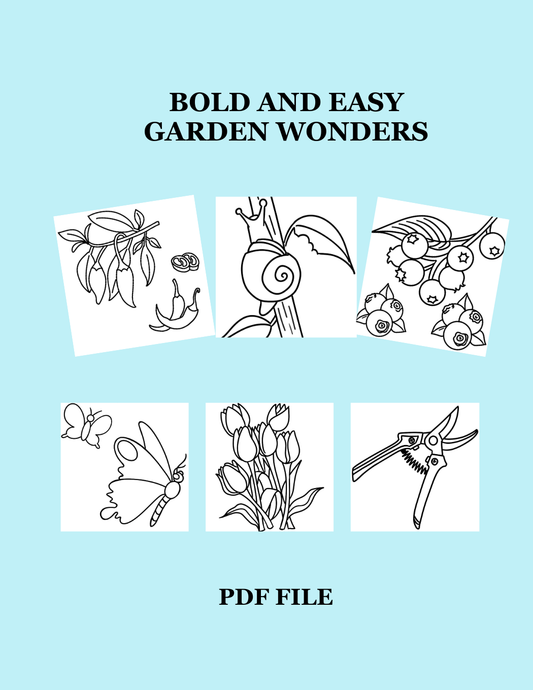 Bold and Easy Garden Wonders - 6 Printable Coloring Pages