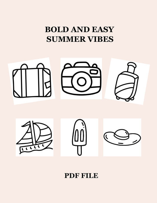 6 Printable Coloring Pages - Bold and Easy Summer Vibes