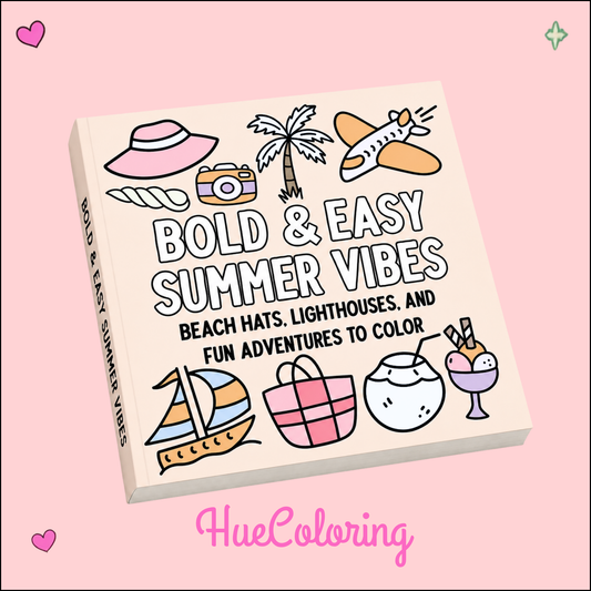 Bold and Easy Summer Vibes: Beach Hats, Lighthouses, and Fun Adventures to Color