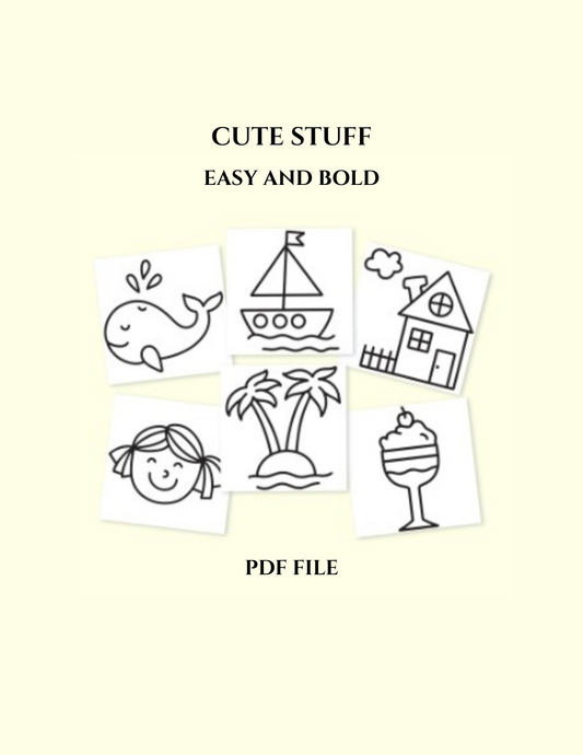 Cute Stuff Easy and Bold Coloring Pages (6 Adorable Designs)