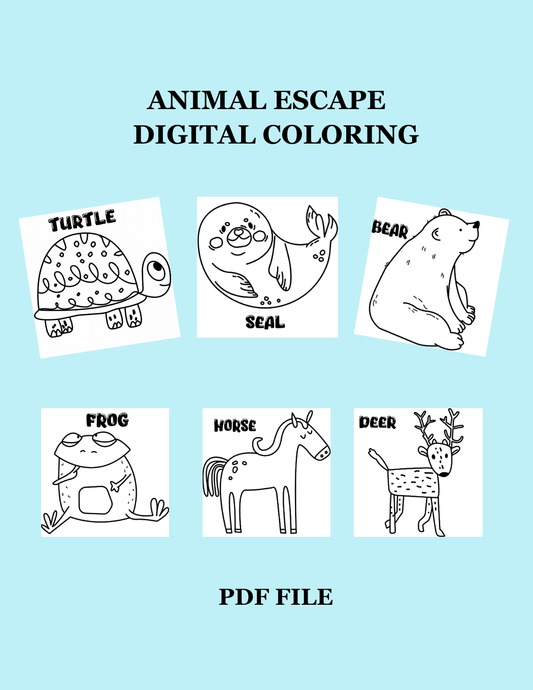 Animal Escape - 6 Downloadable Coloring Pages
