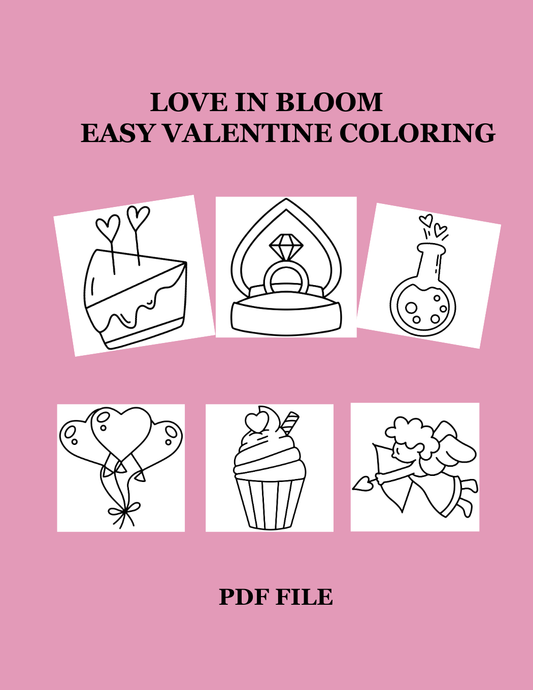Love In Bloom - 6 Printable  Valentine Coloring Pages