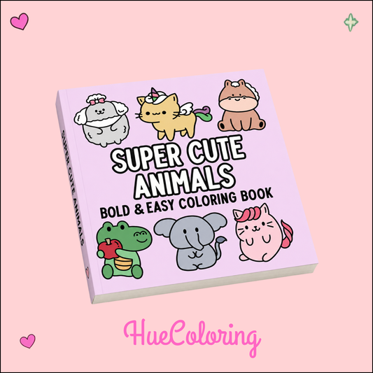 Super Cute Animals Bold and Easy Coloring Book