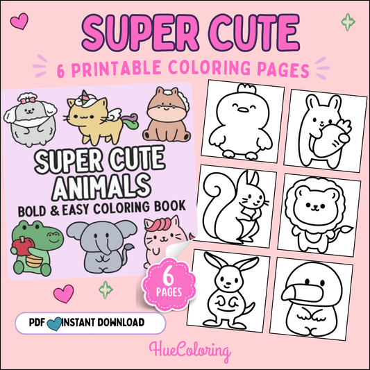 Super Cute Animals Bold and Easy 6 Coloring Pages